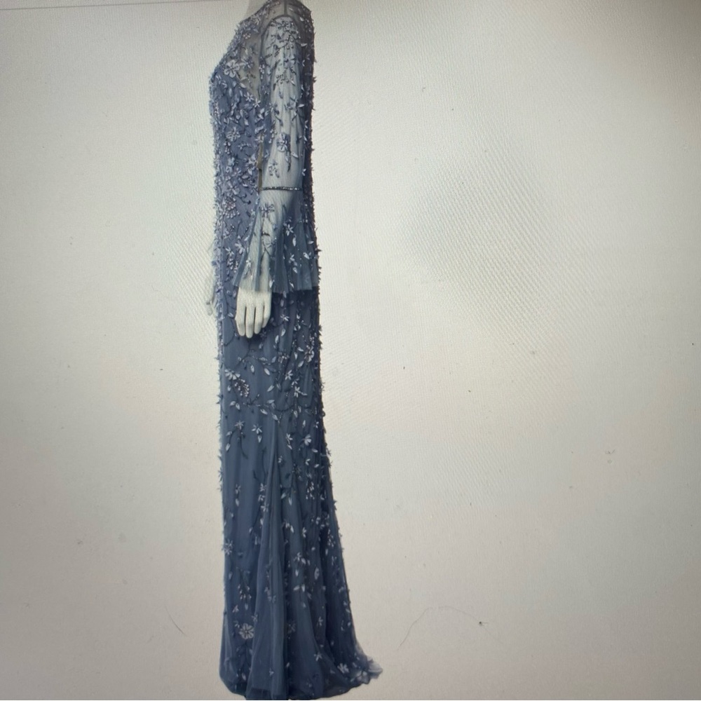 MOB/MOG!! Theia Gorgeous Blue Petal Embellished Formal Dress - Picture 2 of 6